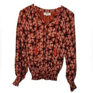 Anthropologie Porridge Cotton Top XS Peasant Tassel V Neck